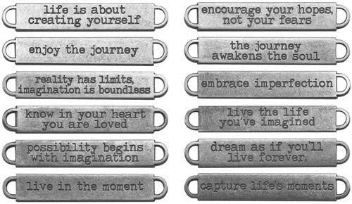 Metal Word Bands by Tim Holtz Idea-ology, 12 per Pack, 2-3/8 x 3/8 Inches, Antique Nickel Finish, TH93000,Silver