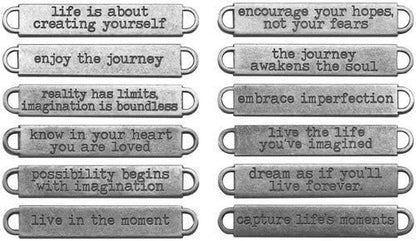 Metal Word Bands by Tim Holtz Idea-ology, 12 per Pack, 2-3/8 x 3/8 Inches, Antique Nickel Finish, TH93000,Silver
