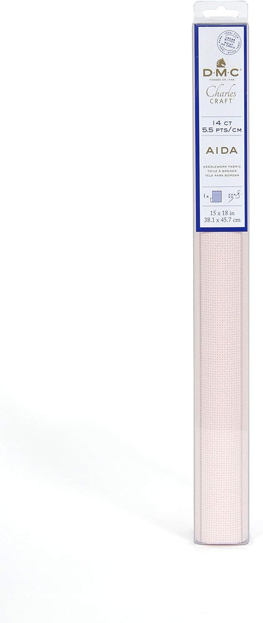 DMC GD1436-5625 Classic Reserve Gold Label Aida Fabric Box, Pink, 14 Count