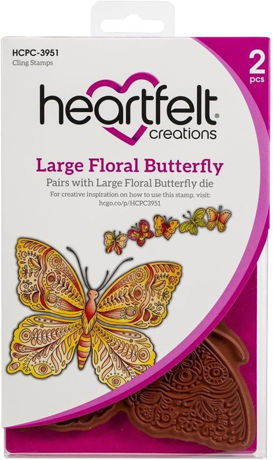 Large Floral Butterfly Cling Stamp Set