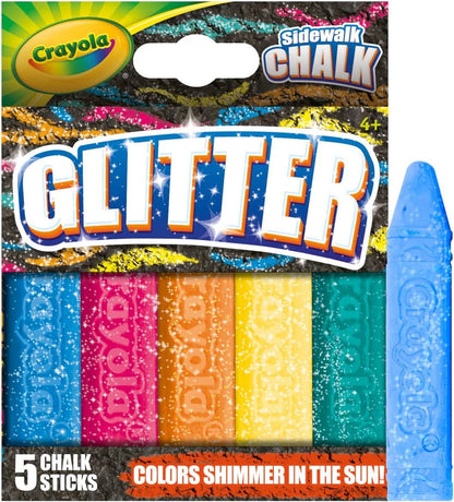 Crayola Outdoor Chalk, Glitter Sidewalk Chalk, Summer Toys, 5 Count