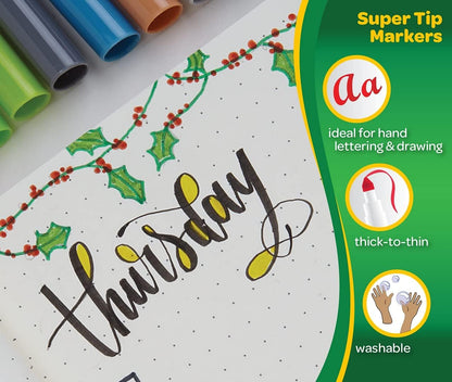 Crayola Super Tips Marker Set (100ct), Fine Point Washable Markers, Drawing Markers for Kids & Adults, Great for Thick & Thin Lines