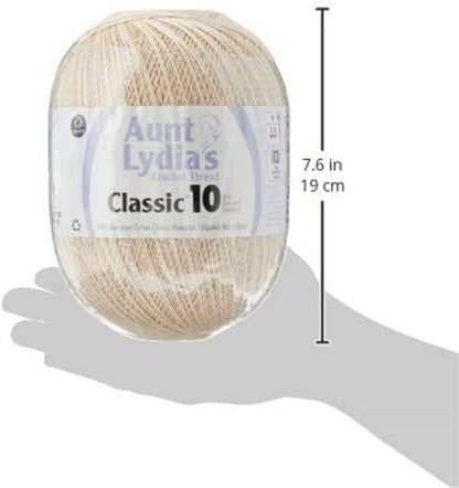 Aunt Lydia Crochet Cotton Jumbo Yarn Thread, 1 Pack, White