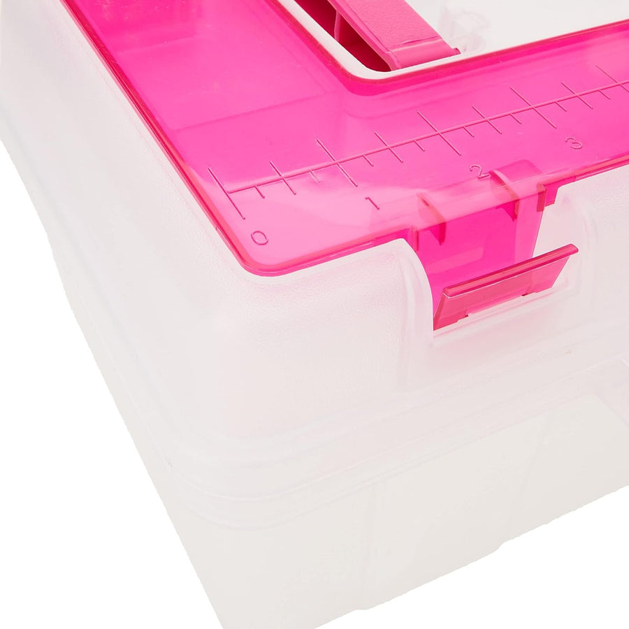 Creative Options 114-082 Molded Storage Craft Box with Lift-Out Tray, 13-inch , Pink