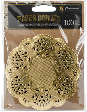 Prima Marketing Paper Doilies 4 100/Pkg-Round Gold