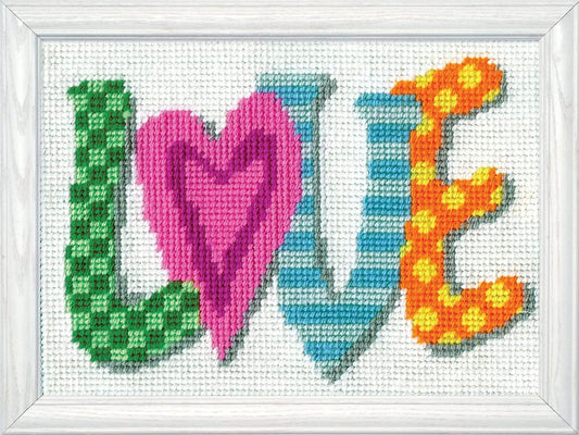 Design Works Crafts Love Needlepoint Kit, 7"x5" Stitched in Yarn