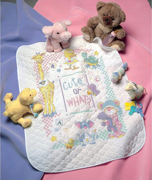 Dimensions Stamped Cross Stitch 'Cute or What?' DIY Baby Quilt, 34" x 43"