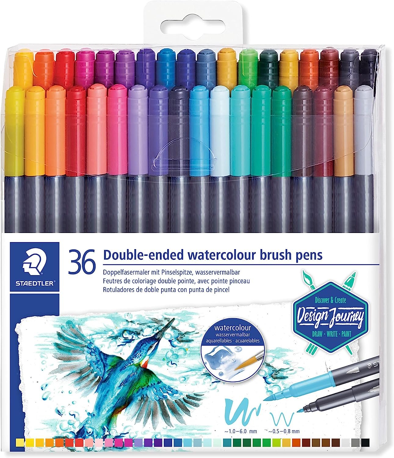 STAEDTLER 3001 TB36 ST Double-Ended Watercolour Brush Pen, 1 Count (Pack of 1), Multicolor