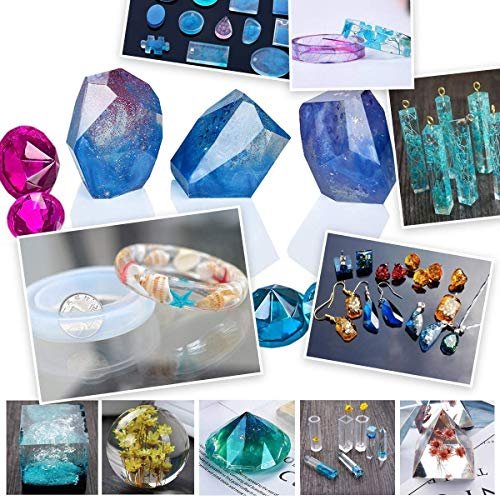 Pixiss Epoxy Resin Molds, Mixing Kit Supplies, 15 Resin Tinting Mica Powder Pigments, 106pcs for Soap Making, Slime, Resin Jewelry, Casting Resin, Epoxy Mixing Cups Sticks, Silicone Cups and More