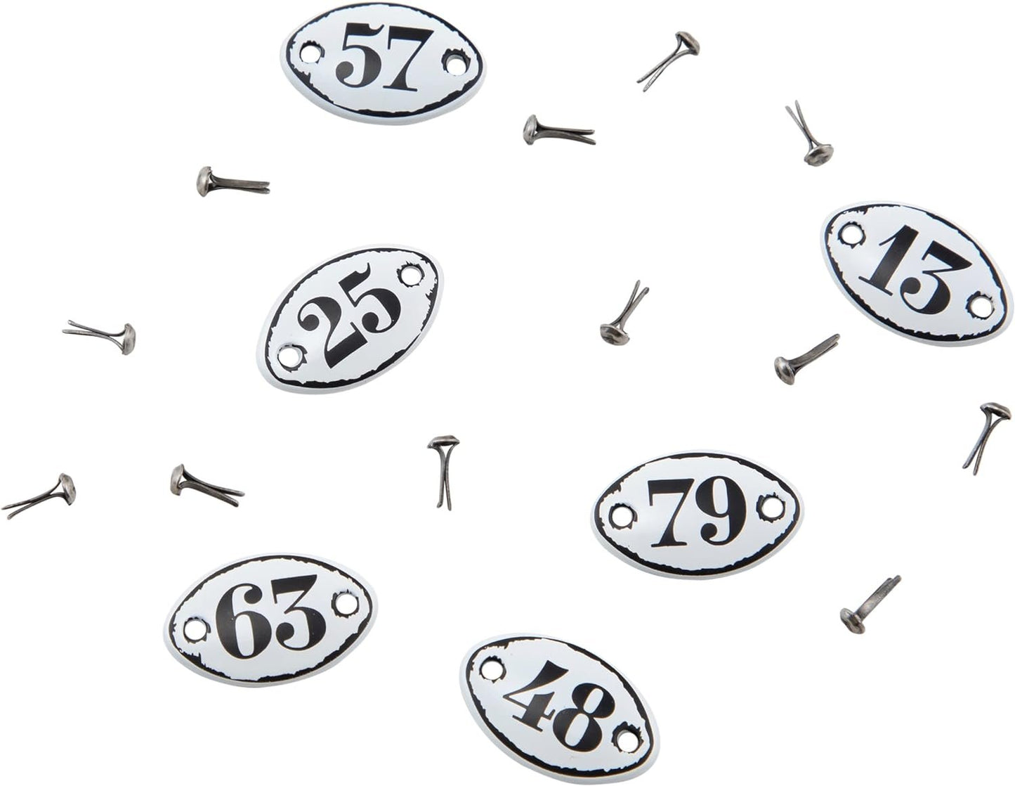 Tim Holtz Idea-ology Mini Plaquettes, Small Metal Numbered Plates 6-Pack, 1/2 x 3/4 Inch Each, White with Black Numbers (TH93296)