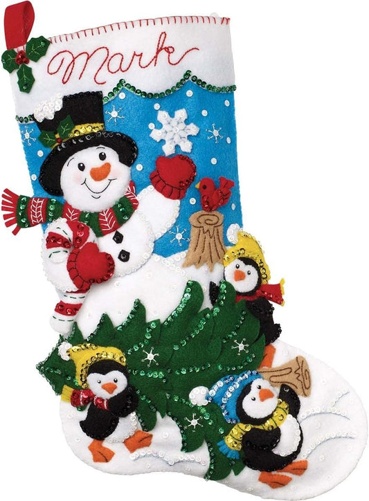 Bucilla Felt Applique 18" Stocking Making Kit, The Perfect Tree, Perfect for DIY Arts and Crafts, 89329E