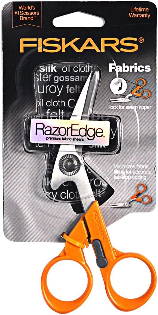 Fiskars 199800-1001RazorEdge Fabric Shears/Seam Ripper for Tabletop Cutting , 5 Inch