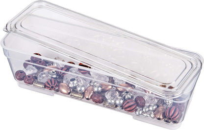 ArtBin 6969AG Bins with Lids 3-Pack, [3] Small Art & Craft Organizer Boxes, Clear