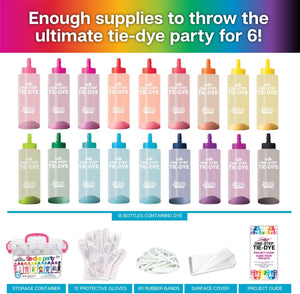 Tulip One-Step Tie-Dye Party, 18 Pre-Filled Bottles, Creative Group Activity, All-in-1 Fashion Design Kit, 1 Pack, Rainbow