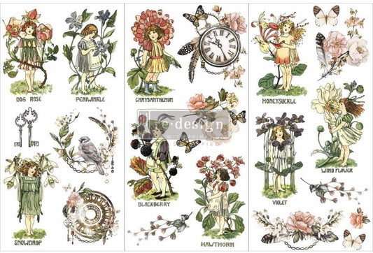 Prima Marketing Re-Design Decor Transfers 6"X12" 3/Sheets-Flower Children -RE657147