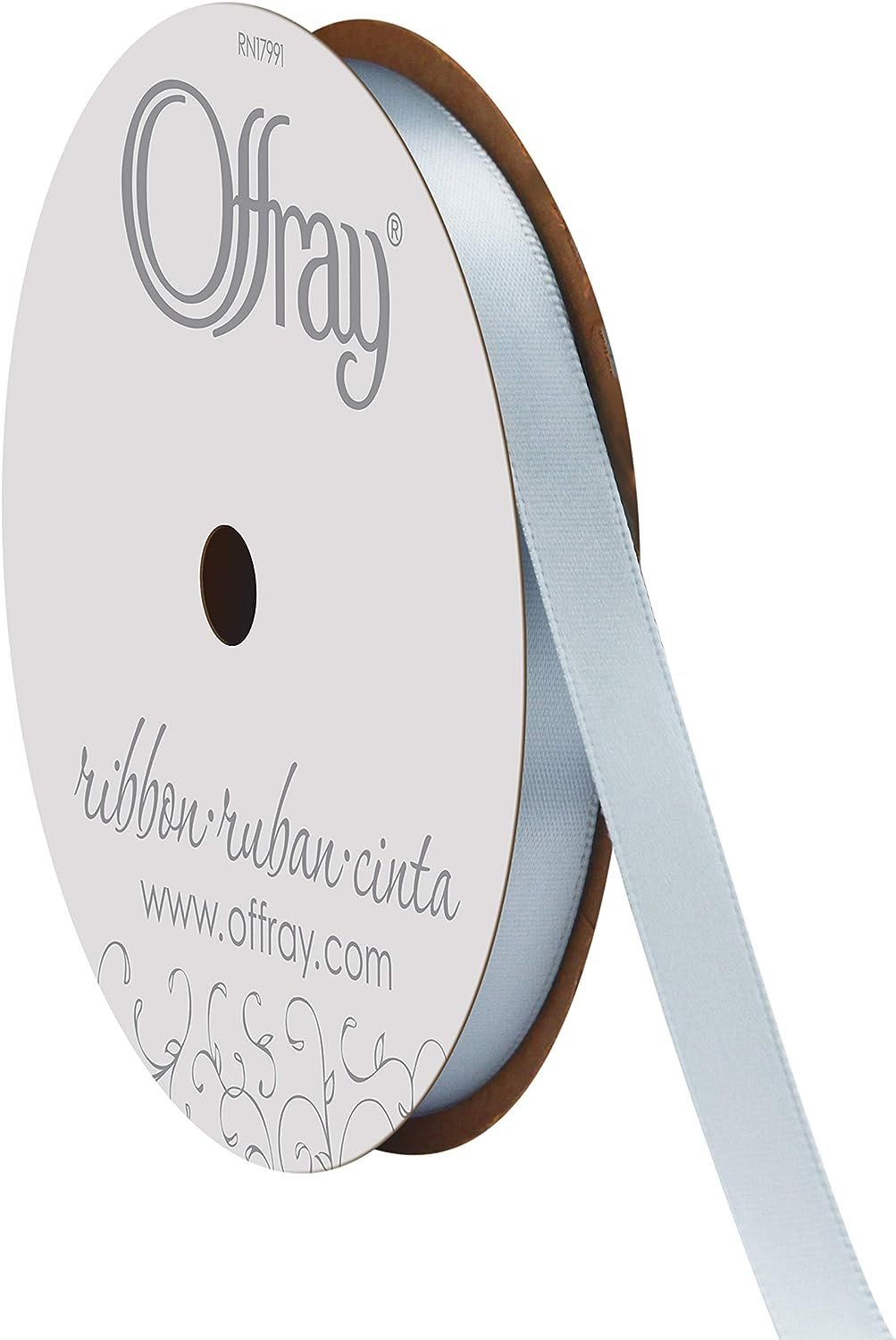 Berwick Offray Offray Singleface Satin 3/8" 20 yd Light Blue Ribbon, 3/8 Inch x 20 Yard