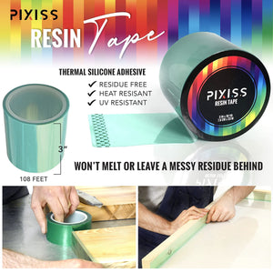 Epoxy Tape Silicone Adhesive Tape - Pixiss Mold Release Epoxy Resin Tape - Polyester Tape for Resin, Construction Tape, Resin Tape for Epoxy Resin Molding - High Temperature Resistance Easy Peeling…