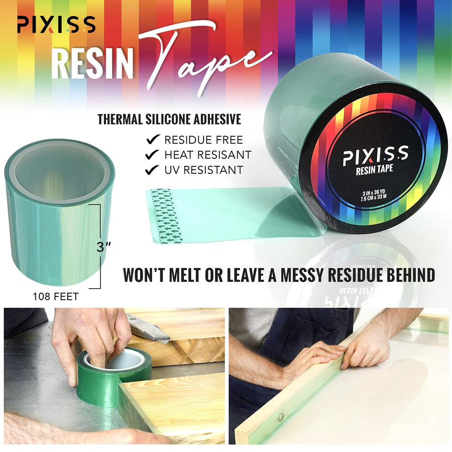 Epoxy Tape Silicone Adhesive Tape - Pixiss Mold Release Epoxy Resin Tape - Polyester Tape for Resin, Construction Tape, Resin Tape for Epoxy Resin Molding - High Temperature Resistance Easy Peeling…