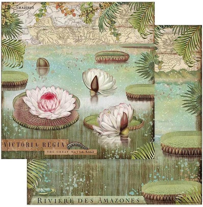 Stamperia Mini Scrapbooking Pad-Double Sided Sheets-Amazonia, Paper, Wooden, 8 x 8 inches v