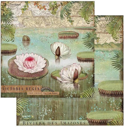 Stamperia Mini Scrapbooking Pad-Double Sided Sheets-Amazonia, Paper, Wooden, 8 x 8 inches v