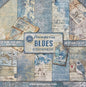 Stamperia Pack 10 Sheets Double face-Blues, 30.5x30.5cm, Multicolored