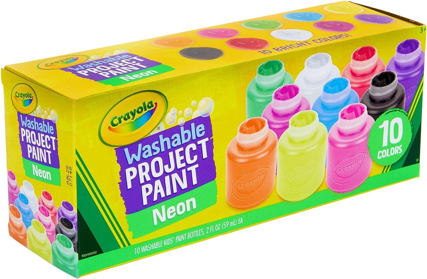 Crayola Washable Kids Project Paint - Neon (2oz), Arts & Crafts Supplies for Kids, Preschool & Kindergarten, Gifts, Ages 3+
