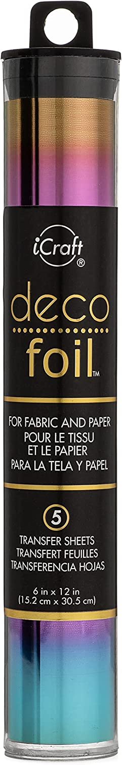 iCraft Deco Foil, 5 Transfer Sheets, 6 inch x 12 inch, Mystic Rainbow