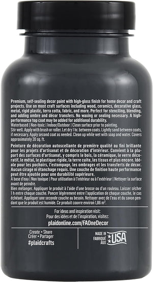 FolkArt, Classic Black 8 fl oz One Assorted 236 ml Brilliant Gloss Acrylic Paint for Easy to Apply DIY Crafts, Art Supplies with A Glossy Finish, 11913