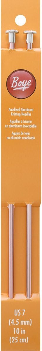 Boye 3216327007M Aluminum Straight Knitting Needles Set, US Size 7, 10" L, 2pcs