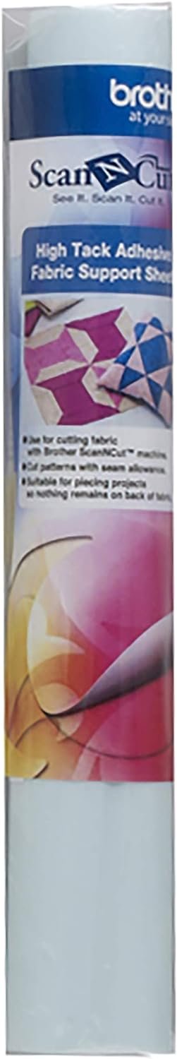 Brother ScanNCut High Tack Fabric Support Sheet CASTBL2, 4 pieces 12" x 12" High Adhesive Sheets for ScanNCut Mats, Use for Cutting Fabric Appliques, Quilting Pieces, Sewing Patterns and More