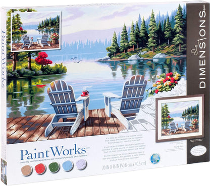 Dimensions PaintWorks Paint by Numbers Kit for Adults and Kids, Lakeside Morning, 20'' x 16''