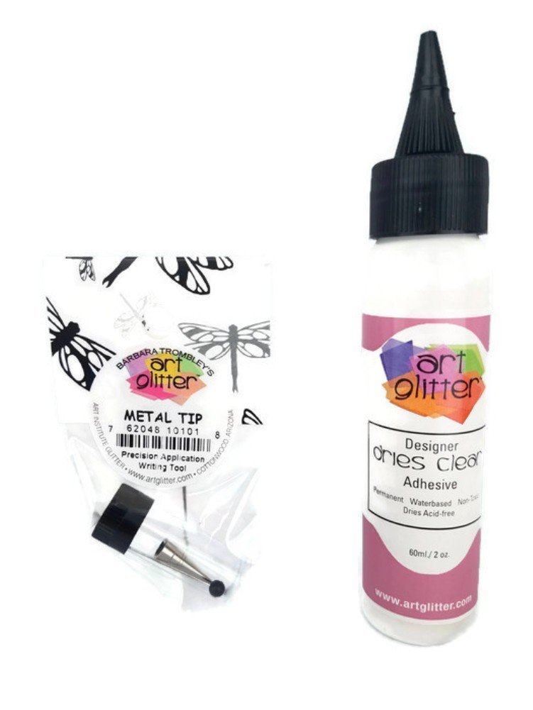 Art Glitter Glue Designer Dries Clear Adhesive 2 oz with Ultra Fine Metal Tip