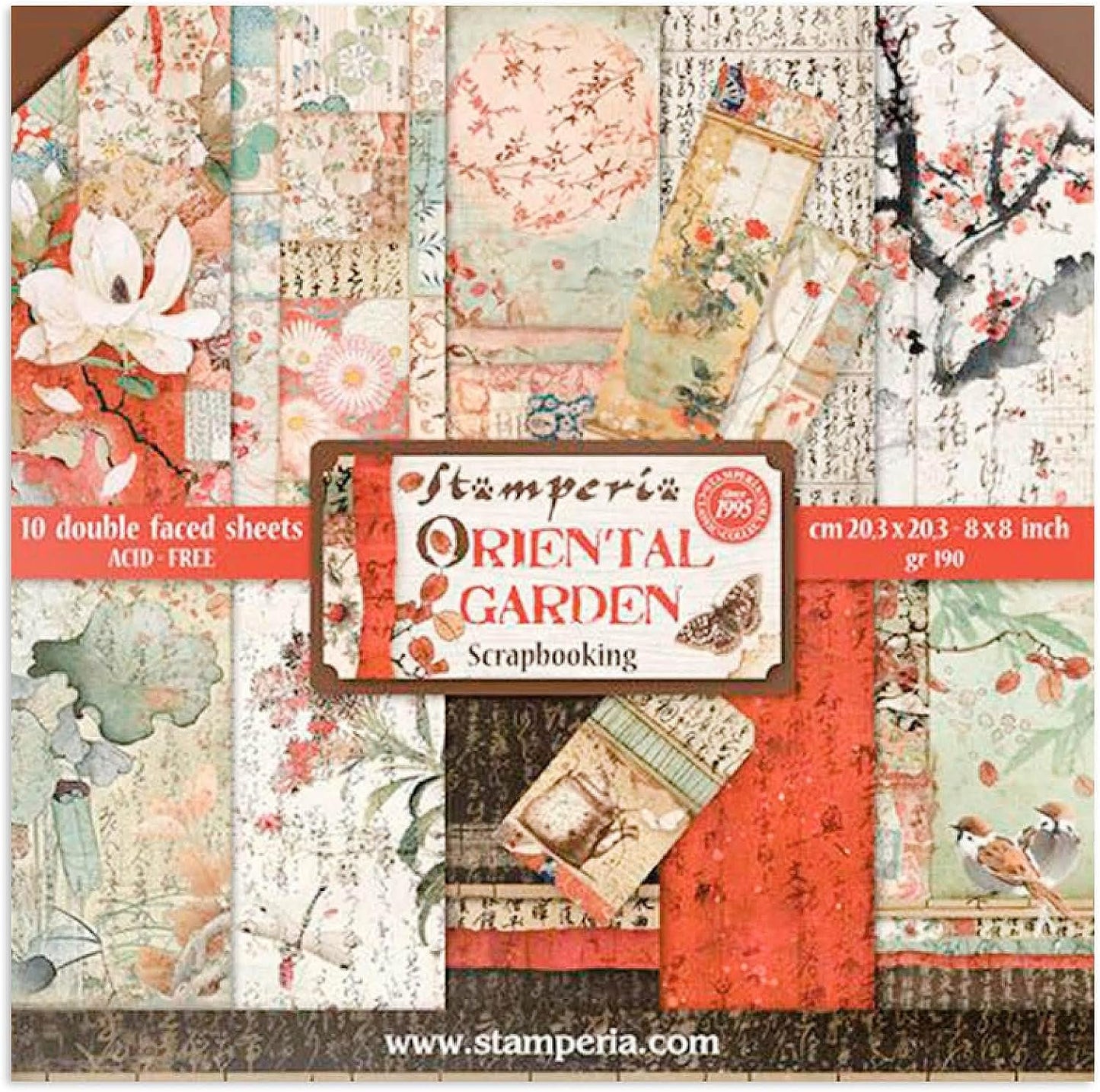STAMPERIA INTERNATIONAL, KFT Paper PAD 8X8 10PK Oriental G, 20.3 x 20.3 (8" x 8"), Multicoloured