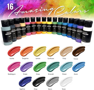 Pixiss Acrylic Paints Set of 16 Vibrant Colors