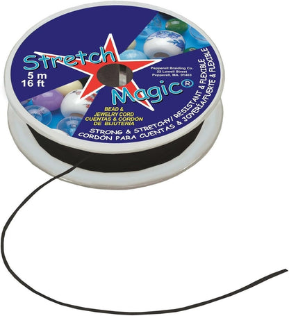 Stretch Magic Jewelry Making and Beading Cord| 3 Clear (0.5mm, 0.7mm, 1mm) and 1 Black (1 mm) Stretchy Thread Set| Strong and Flexible To Use with Bracelet, Necklace, Choker, Beads
