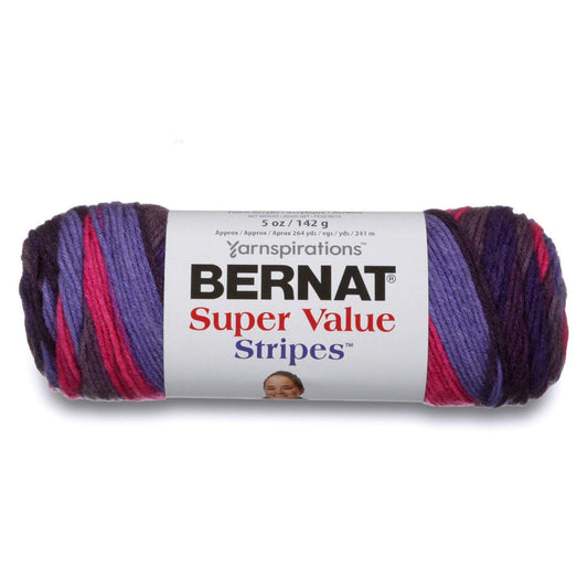 Bernat Super Value Yarn, 5 oz, Gauge 4 Medium Worsted, Oceana Stripes