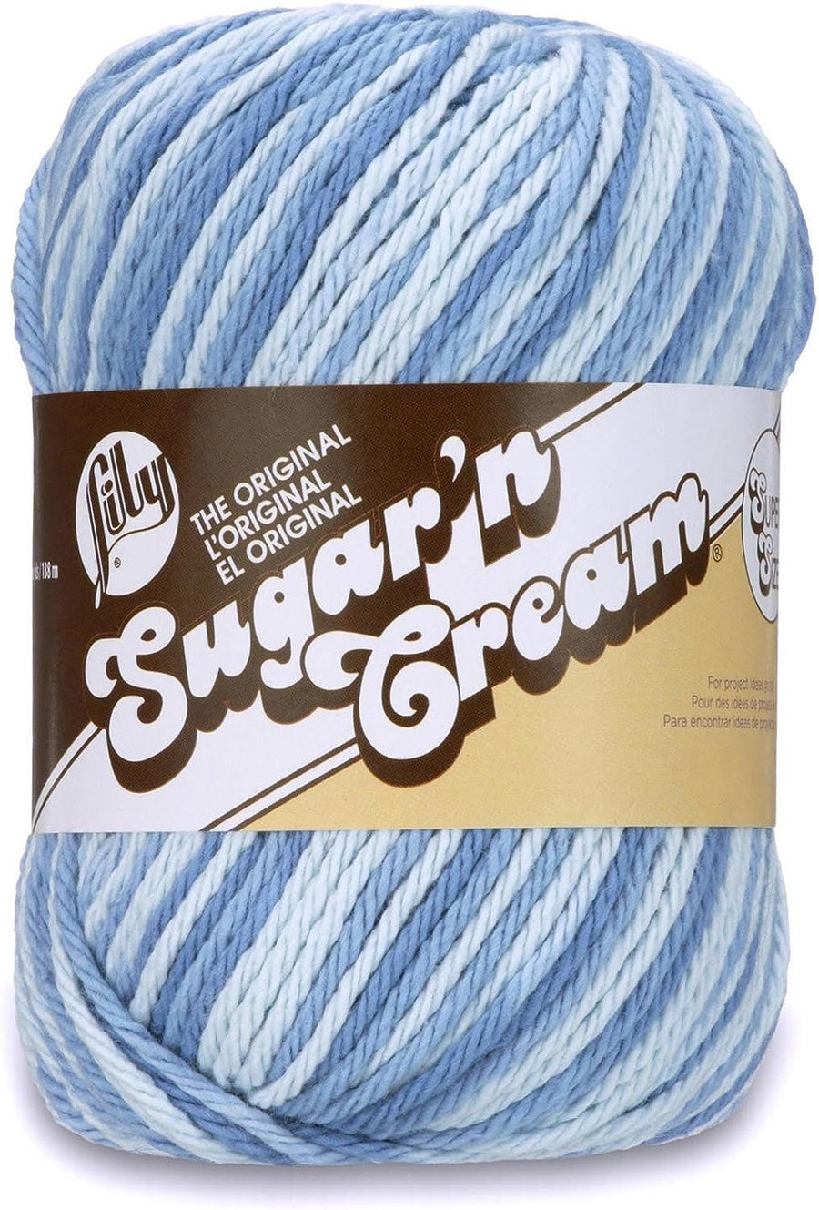 Lily Sugar'n Cream Super Size Ombres Yarn, 3 oz, Faded Denim, 1 Ball