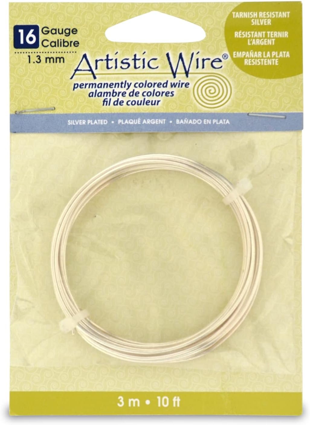 Artistic Wire Silver Plated Wire Coil - 10 12 14 16 Gauge Thick Jewelry Making Wrapping Wire for Beading and Crafts, Rings, Crystals, Earrings