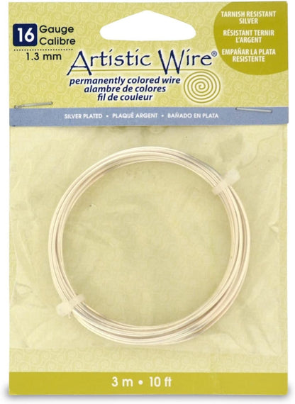 Artistic Wire Silver Plated Wire Coil - 10 12 14 16 Gauge Thick Jewelry Making Wrapping Wire for Beading and Crafts, Rings, Crystals, Earrings