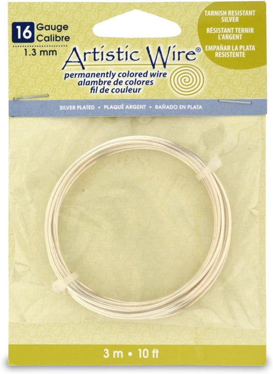 Artistic Wire Silver Plated Wire Coil - 10 12 14 16 Gauge Thick Jewelry Making Wrapping Wire for Beading and Crafts, Rings, Crystals, Earrings