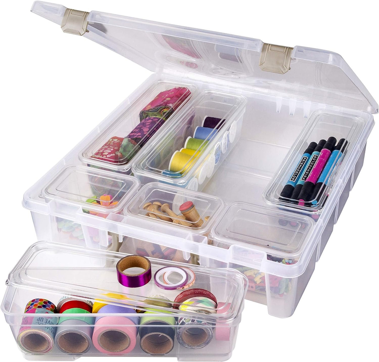 ArtBin 6969AG Bins with Lids 3-Pack, [3] Small Art & Craft Organizer Boxes, Clear