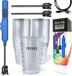 Resin Mixer Bundle - Mixer and Cups Bundle Rechargeable and Easy to Use Epoxy Resin Mixer by Pixiss