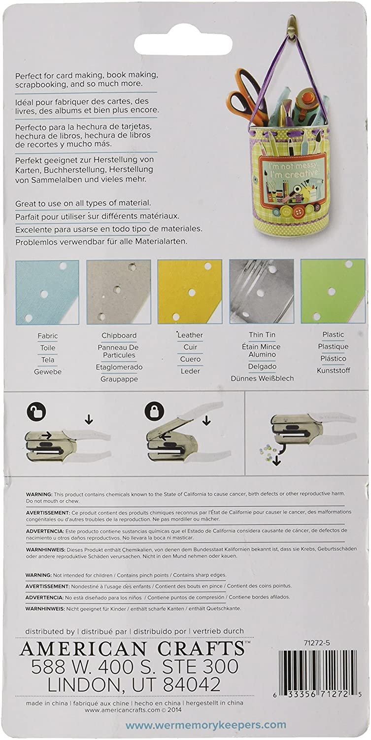 Heavy Duty 1/4 inch Standard Hole Punch â€“ The Crop-A-Dile Power Punch with 2 inch Reach by We R Memory Keepers. Punch Through Paper, Chipboard, Thin Tin, Leather, Plastic, and Fabric