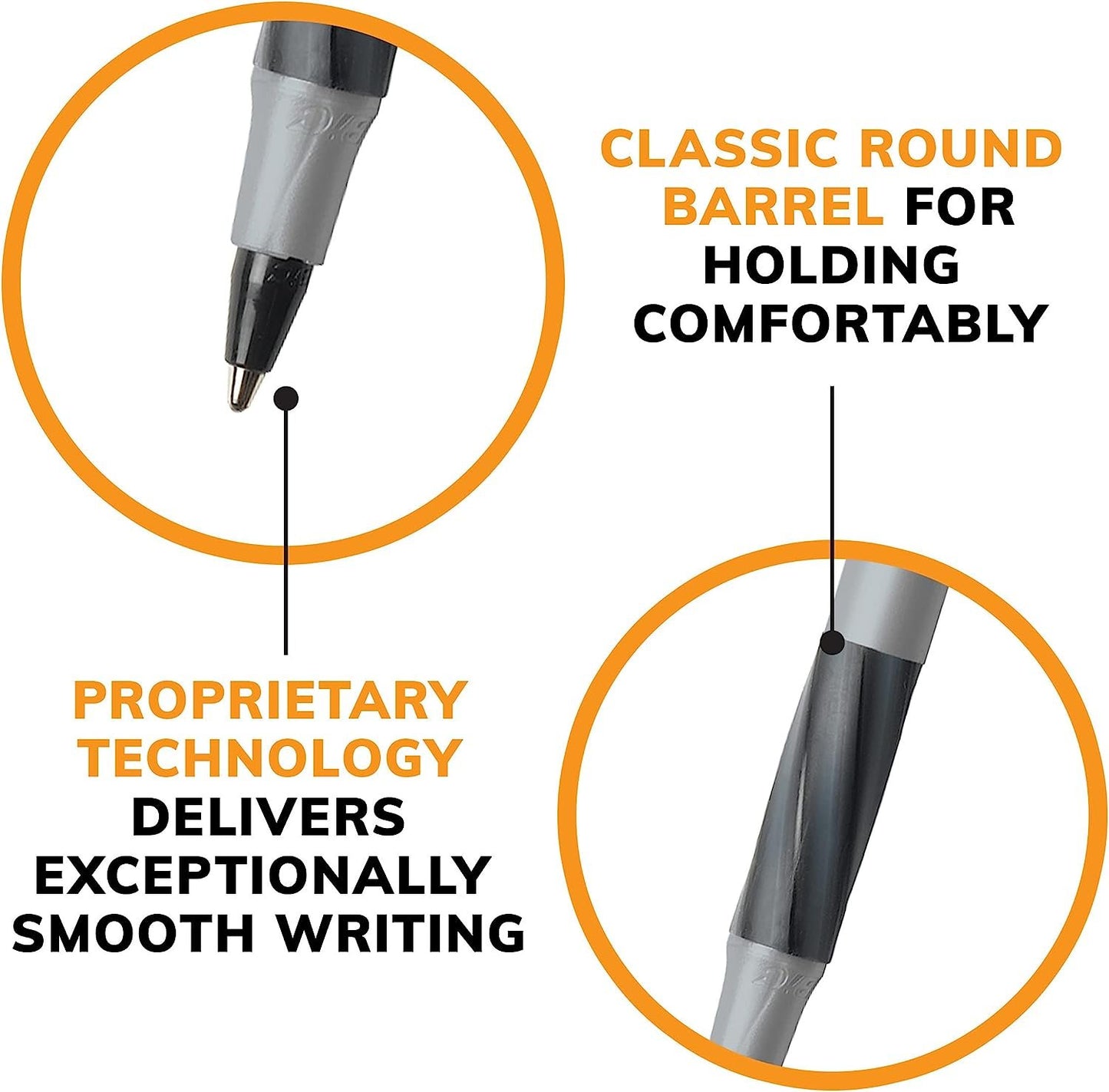 BIC Round Stic Grip Xtra Comfort Black Ballpoint Pens, Medium Point (1.2mm), 8-Count Pack, Perfect Writing Pens With Soft Grip for Superb Comfort and Control