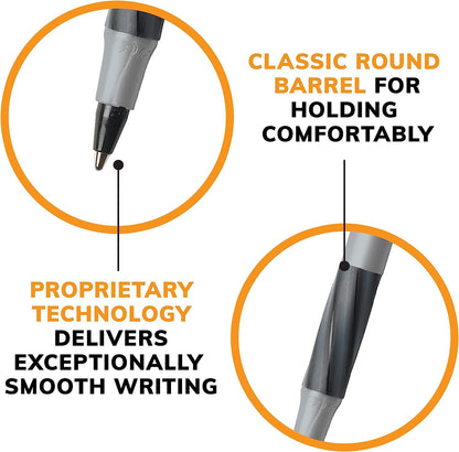 BIC Round Stic Grip Xtra Comfort Black Ballpoint Pens, Medium Point (1.2mm), 8-Count Pack, Perfect Writing Pens With Soft Grip for Superb Comfort and Control