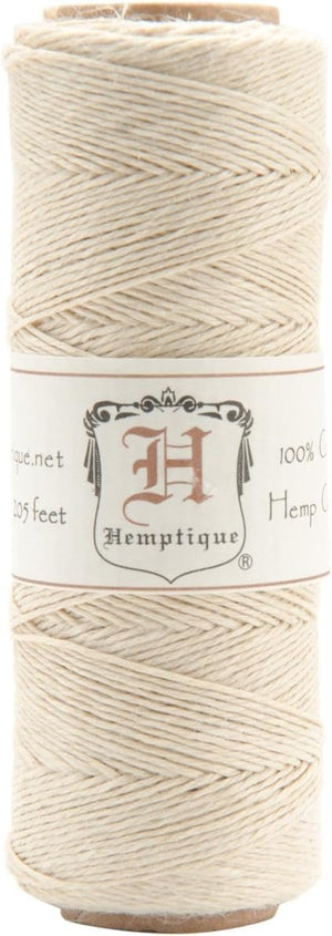 Hemptique 100% Natural Hemp Cord Single Spool - 205ft ~ 62.5m Hemp String Spool - Crafters Number 1 Choice - .5mm Cord Thread for Jewelry Making, Macramé, Scrapbooking, & More - Black