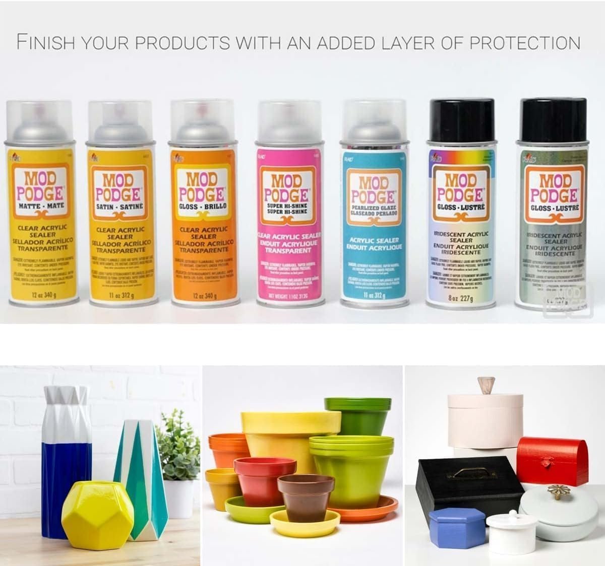 Mod Podge Spray Acrylic Sealer Glossy 2-Pack, Clear Coating Matte Paint Sealer Spray, Spray Can Sprayer Handle
