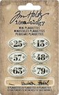 Tim Holtz Idea-ology Mini Plaquettes, Small Metal Numbered Plates 6-Pack, 1/2 x 3/4 Inch Each, White with Black Numbers (TH93296)