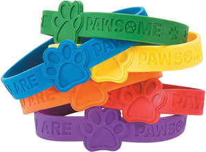 Fun Express Paw Print Rubber Bracelet - 24 Pieces - Educational And Learning Activities For Kids