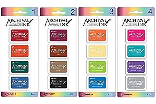 Ranger - Archival Mini Ink Pads Kits 1-4, Bundle of Kit 1, 2, 3, and 4